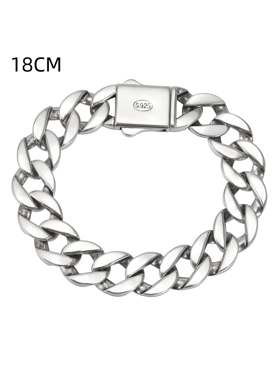 S925 Sterling Silver 13mm Thick Cuban Bracelet Pi-Mart