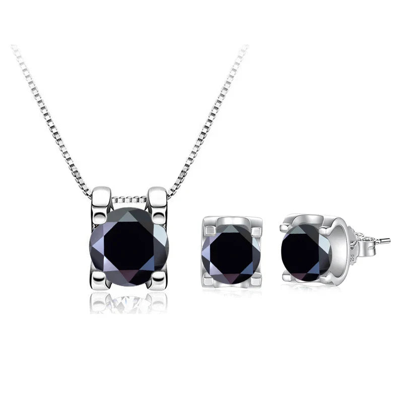 3ct D-Color Moissanite Necklace & Earrings Set Sterling Silver 925 Bridal Gift BandsCo Straps