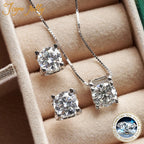 3ct D-Color Moissanite Necklace & Earrings Set Sterling Silver 925 Bridal Gift BandsCo Straps