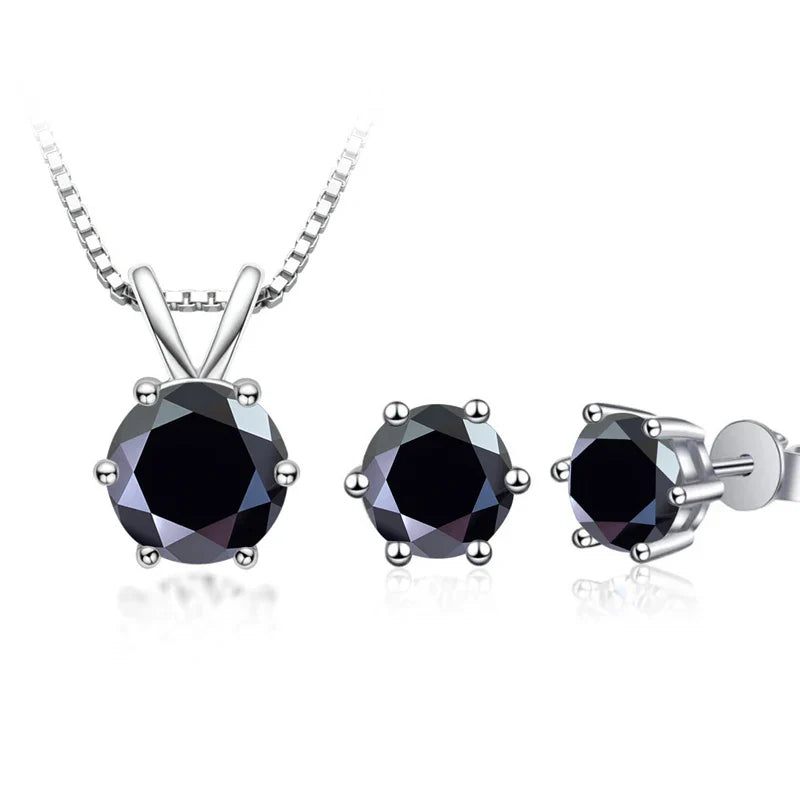 3Ct Moissanite Necklace Earrings Set 925 Sterling Silver GRA Cert Wedding BandsCo Straps