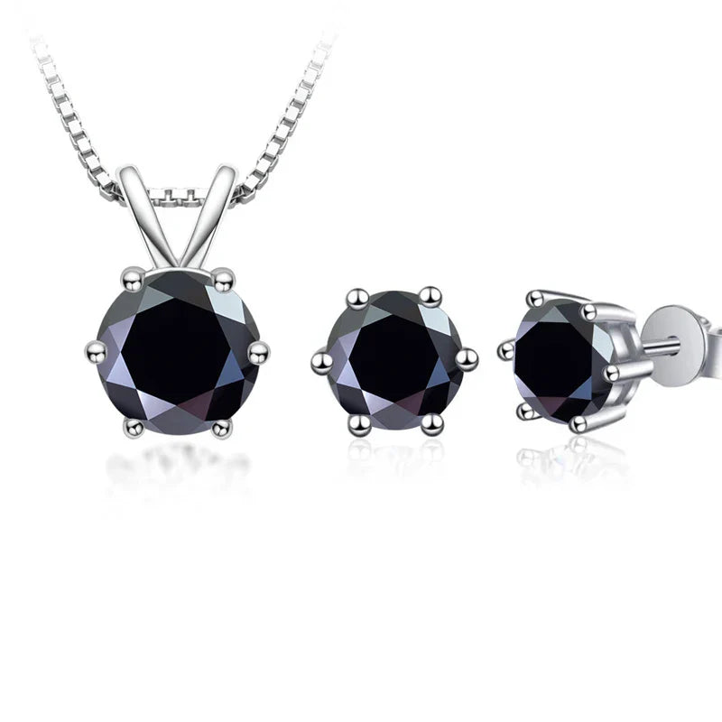 3Ct Moissanite Necklace Earrings Set 925 Sterling Silver GRA Cert Wedding BandsCo Straps