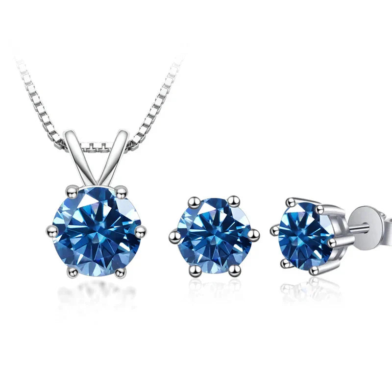 3Ct Moissanite Necklace Earrings Set 925 Sterling Silver GRA Cert Wedding BandsCo Straps