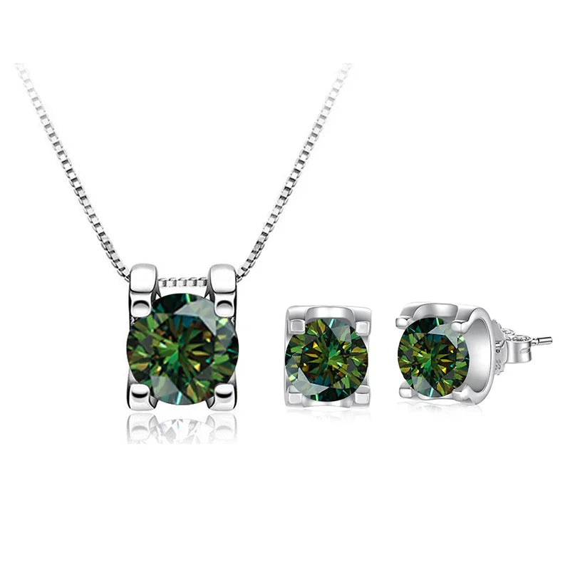 3ct D-Color Moissanite Necklace & Earrings Set Sterling Silver 925 Bridal Gift BandsCo Straps