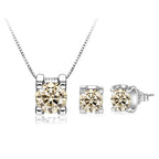 3ct D-Color Moissanite Necklace & Earrings Set Sterling Silver 925 Bridal Gift BandsCo Straps