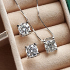 3ct D-Color Moissanite Necklace & Earrings Set Sterling Silver 925 Bridal Gift BandsCo Straps