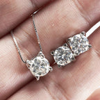 3ct D-Color Moissanite Necklace & Earrings Set Sterling Silver 925 Bridal Gift BandsCo Straps