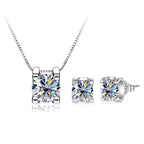 3ct D-Color Moissanite Necklace & Earrings Set Sterling Silver 925 Bridal Gift BandsCo Straps
