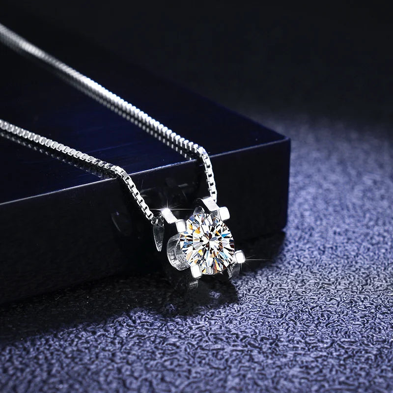 3ct D-Color Moissanite Necklace & Earrings Set Sterling Silver 925 Bridal Gift BandsCo Straps