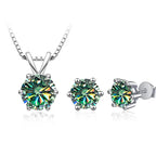 3Ct Moissanite Necklace Earrings Set 925 Sterling Silver GRA Cert Wedding BandsCo Straps