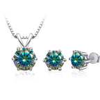 3Ct Moissanite Necklace Earrings Set 925 Sterling Silver GRA Cert Wedding BandsCo Straps