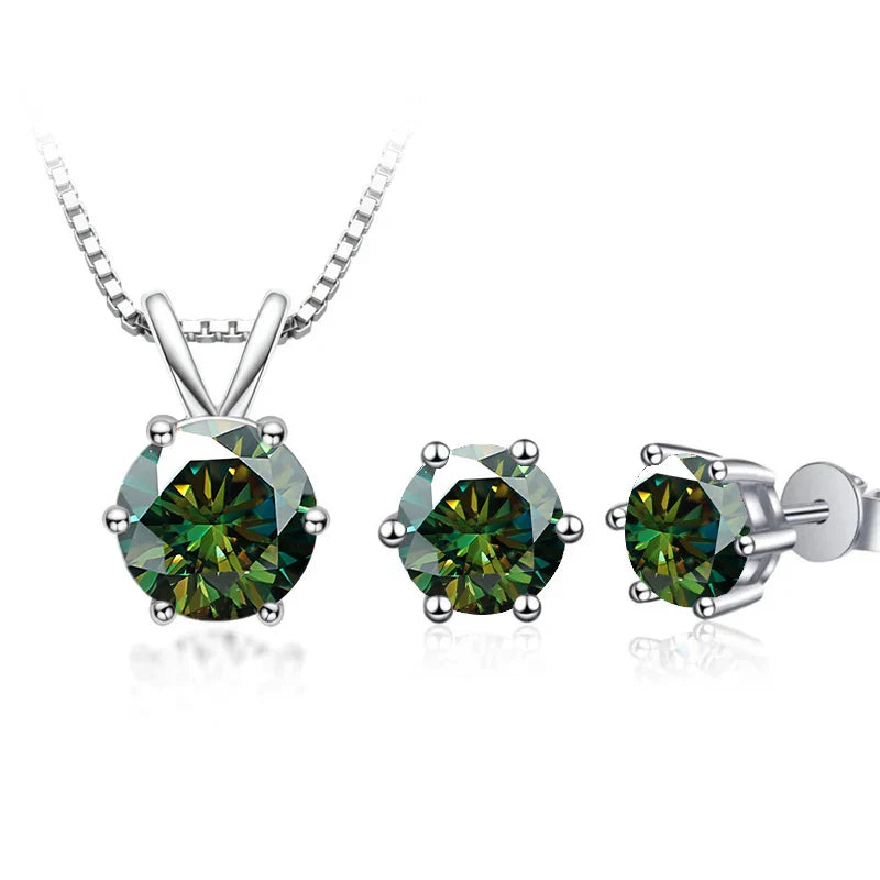 3Ct Moissanite Necklace Earrings Set 925 Sterling Silver GRA Cert Wedding BandsCo Straps