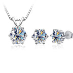 3Ct Moissanite Necklace Earrings Set 925 Sterling Silver GRA Cert Wedding BandsCo Straps