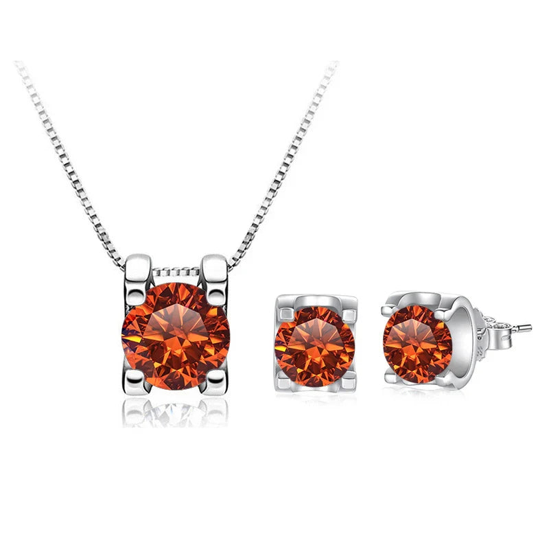 3ct D-Color Moissanite Necklace & Earrings Set Sterling Silver 925 Bridal Gift BandsCo Straps