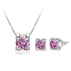 3ct D-Color Moissanite Necklace & Earrings Set Sterling Silver 925 Bridal Gift BandsCo Straps