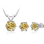 3Ct Moissanite Necklace Earrings Set 925 Sterling Silver GRA Cert Wedding BandsCo Straps