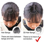 3D Air Bangs Hair Bangs Heat Resistant Hairpieces Hair Women Natural Short Fake Hair Bangs Hair Clips Thin Natural Flat Neat AirBangs With Temples For Women One Piece Hairpiece