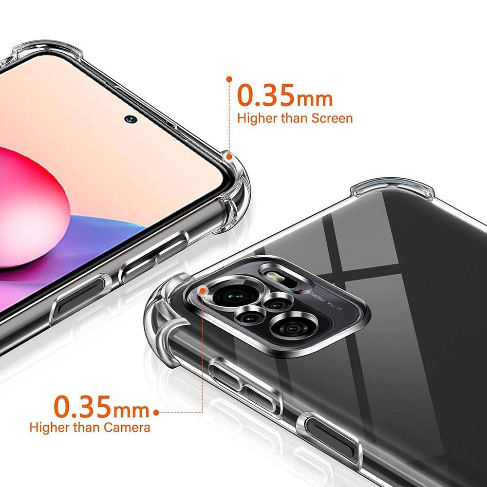 3D Airbag Shockproof Silicone Phone Case For Xiaomi Redmi Note 10 Pro Max Note 10s 10T 10 Pro 4G 5G Clear Ultra Thin Soft Case Shockproof Protective Corners Thin Soft Transparent Protective Case Flexible Transparent Mobile Phone Case Clear Shockproof Case Stevvex