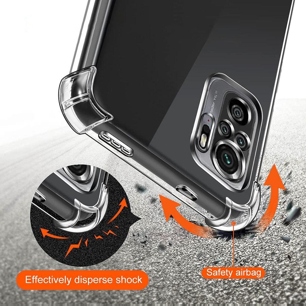 3D Airbag Shockproof Silicone Phone Case For Xiaomi Redmi Note 10 Pro Max Note 10s 10T 10 Pro 4G 5G Clear Ultra Thin Soft Case Shockproof Protective Corners Thin Soft Transparent Protective Case Flexible Transparent Mobile Phone Case Clear Shockproof Case Stevvex