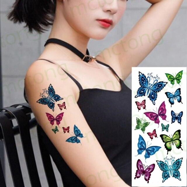 3D Butterfly Waterproof Temporary Tattoo Sticker Snake Flowers Elegant Small Popular Tattoo For Womens Mens Stevvex
