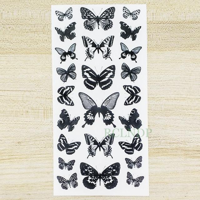 3D Butterfly Waterproof Temporary Tattoo Sticker Snake Flowers Elegant Small Popular Tattoo For Womens Mens Stevvex