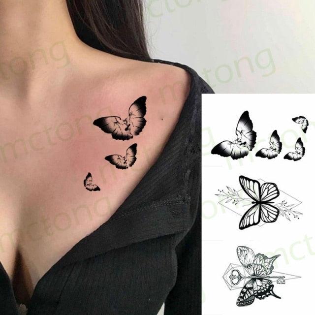 3D Butterfly Waterproof Temporary Tattoo Sticker Snake Flowers Elegant Small Popular Tattoo For Womens Mens Stevvex