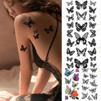3D Butterfly Waterproof Temporary Tattoo Sticker Snake Flowers Elegant Small Popular Tattoo For Womens Mens Stevvex