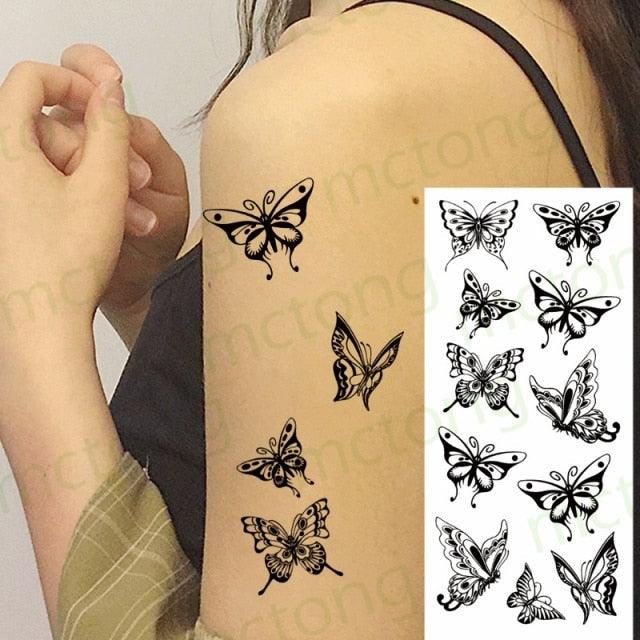3D Butterfly Waterproof Temporary Tattoo Sticker Snake Flowers Elegant Small Popular Tattoo For Womens Mens Stevvex