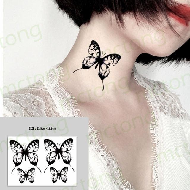 3D Butterfly Waterproof Temporary Tattoo Sticker Snake Flowers Elegant Small Popular Tattoo For Womens Mens Stevvex