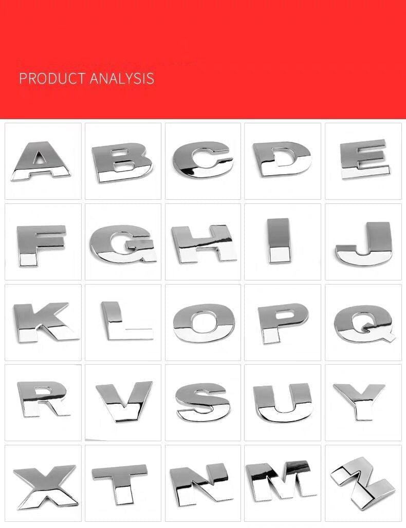 3D Car Stickers Metal Alphabet Car Letters Numbers Decal Sticker, Metal Emblem Decal Logo Trim Badge Silver Black Badge Chrome Letters Numbers Logo Car Stickers Automobiles Plastic Car Letters Number Sticker 3D Emblem Accessories Stickers Stevvex