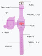 3D Childrens Watch Cute Unicorn LED Electronic Kids Watches Boys Girls Silicone Toy Wristwatches Learning Time 3D Cute Toddler Shape Clamshell Design Kids Digital Led Watch For Kids Birthday Presents Gifts Stevvex