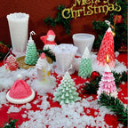 3D Christmas Candle Silicone Mold Santa Claus Christmas Tree 3D Silicone Candle Resin Mold DIY Aromatherapy Wax Candle Soap Concrete Clay Craft Cake Home Party Decor Creative DIY Scented Aromatherapy Candle Making Mold Decor Stevvex