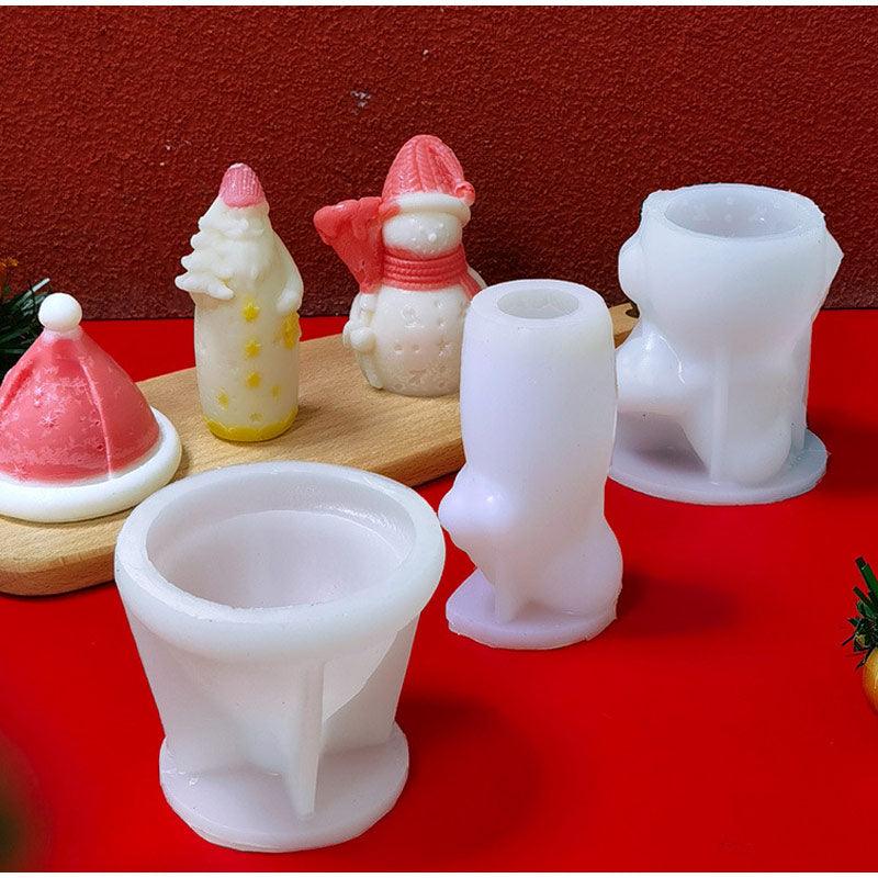 3D Christmas Candle Silicone Mold Santa Claus Christmas Tree 3D Silicone Candle Resin Mold DIY Aromatherapy Wax Candle Soap Concrete Clay Craft Cake Home Party Decor Creative DIY Scented Aromatherapy Candle Making Mold Decor Stevvex