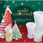 3D Christmas Candle Silicone Mold Santa Claus Christmas Tree 3D Silicone Candle Resin Mold DIY Aromatherapy Wax Candle Soap Concrete Clay Craft Cake Home Party Decor Creative DIY Scented Aromatherapy Candle Making Mold Decor Stevvex