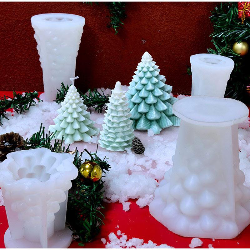 3D Christmas Candle Silicone Mold Santa Claus Christmas Tree 3D Silicone Candle Resin Mold DIY Aromatherapy Wax Candle Soap Concrete Clay Craft Cake Home Party Decor Creative DIY Scented Aromatherapy Candle Making Mold Decor Stevvex