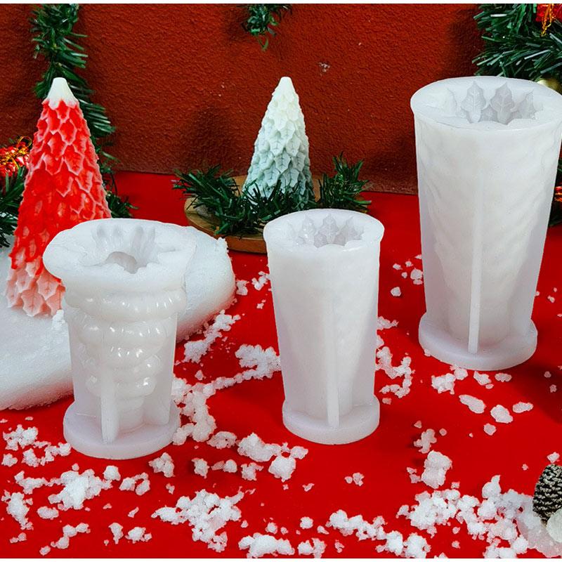 3D Christmas Candle Silicone Mold Santa Claus Christmas Tree 3D Silicone Candle Resin Mold DIY Aromatherapy Wax Candle Soap Concrete Clay Craft Cake Home Party Decor Creative DIY Scented Aromatherapy Candle Making Mold Decor Stevvex