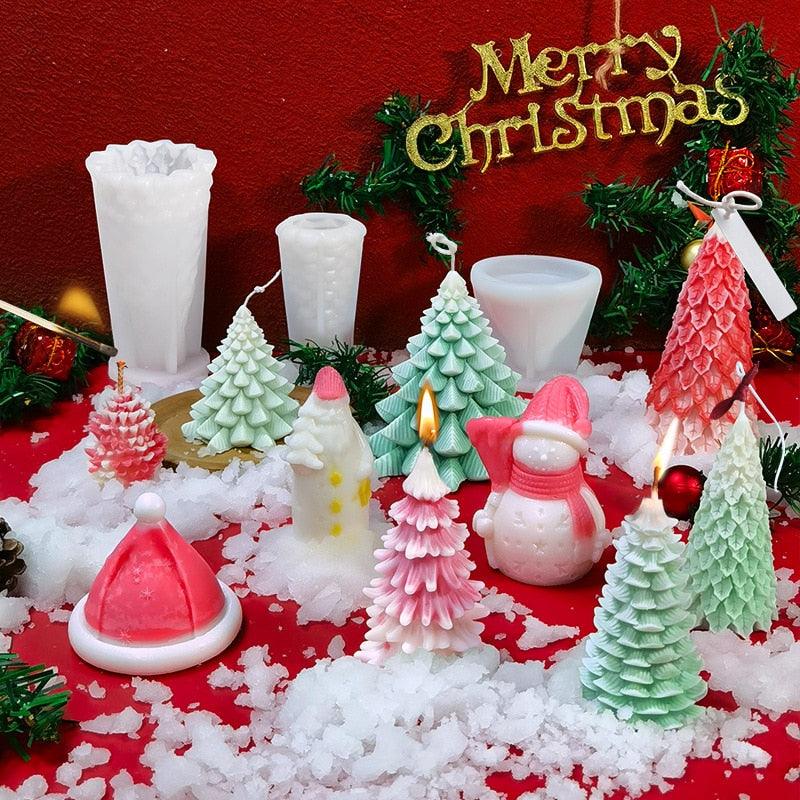 3D Christmas Tree Candle Mold DIY Scented Candle Christmas Tree Silicone Mold Candle Soap Mold Flexible Mold For Candle Making Pine Tree Molds DIY Cake Decorating Candle Silicone Mold Pine Tree Resin Soap Mold Christmas Gift Craft Home Decor Stevvex