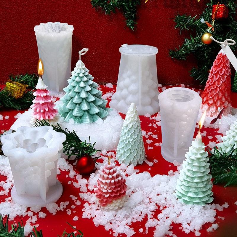 3D Christmas Tree Candle Mold DIY Scented Candle Christmas Tree Silicone Mold Candle Soap Mold Flexible Mold For Candle Making Pine Tree Molds DIY Cake Decorating Candle Silicone Mold Pine Tree Resin Soap Mold Christmas Gift Craft Home Decor Stevvex