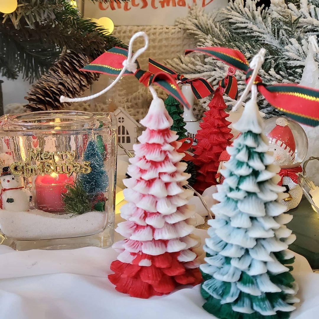 3D Christmas Tree Candle Mold DIY Scented Candle Christmas Tree Silicone Mold Candle Soap Mold Flexible Mold For Candle Making Pine Tree Molds DIY Cake Decorating Candle Silicone Mold Pine Tree Resin Soap Mold Christmas Gift Craft Home Decor Stevvex