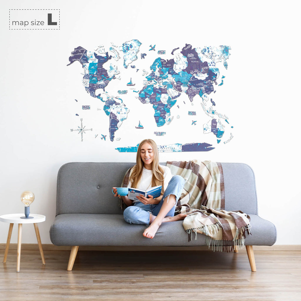 3D Wooden World Map Ocean - SJB-DIAMOND ELITES
