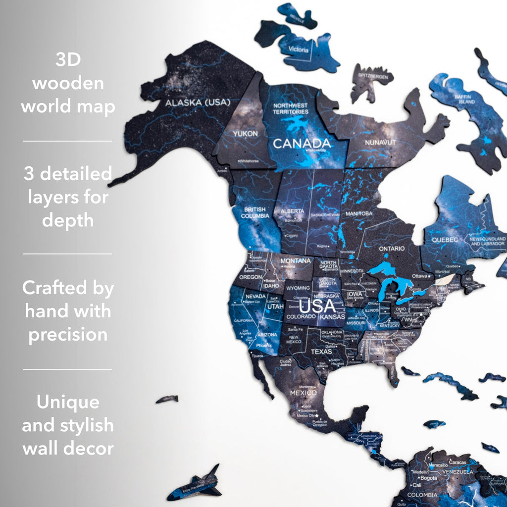 3D Wooden World Map Space Enjoy The Wood