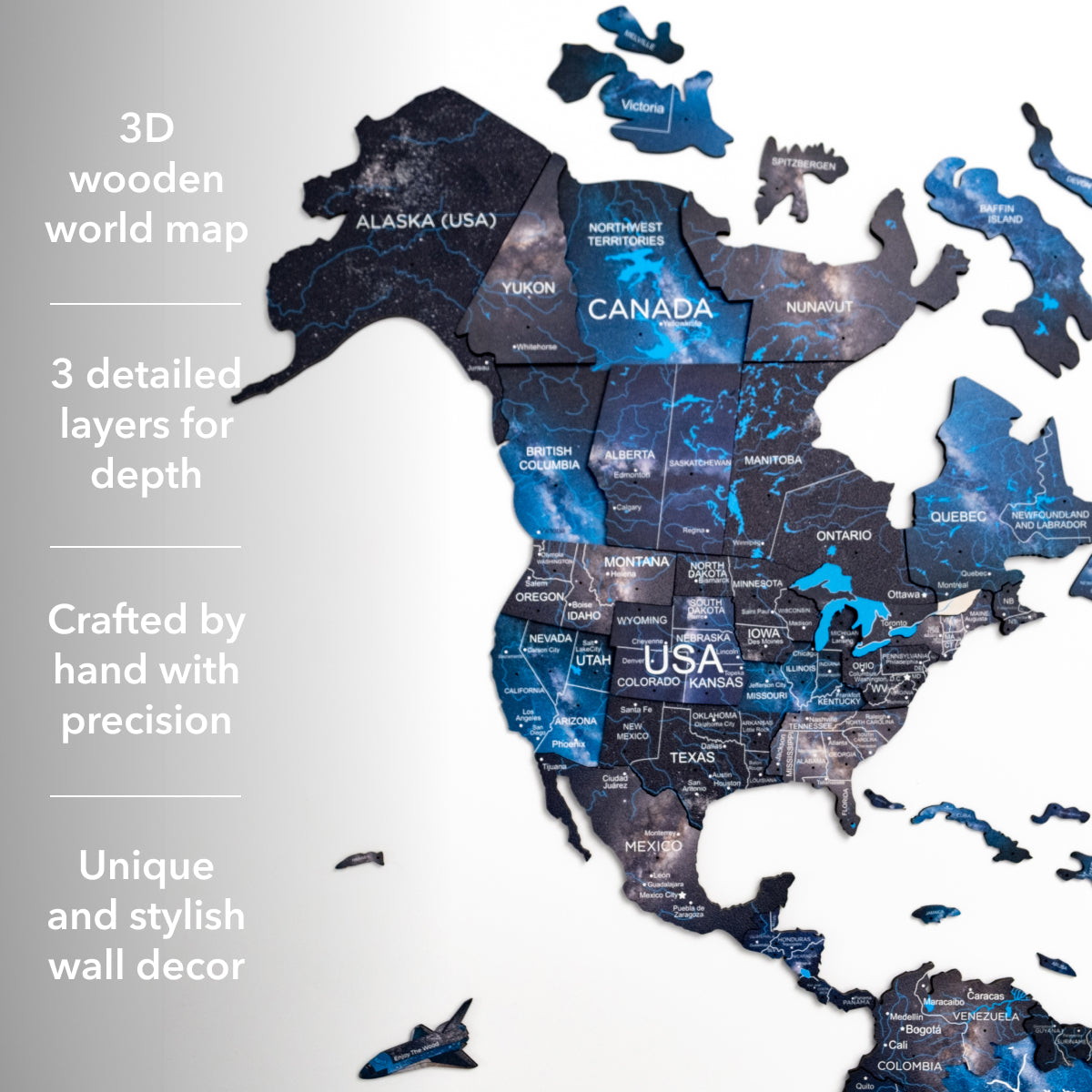 3D Wooden World Map Space Enjoy The Wood