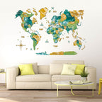 3D Wooden World Map Surface Enjoy The Wood