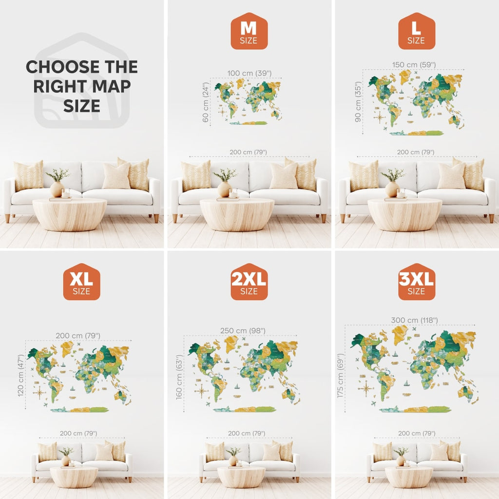 3D Wooden World Map Surface Enjoy The Wood