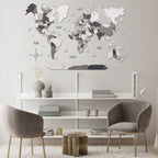 3D Wooden World Map Concrete Enjoy The Wood