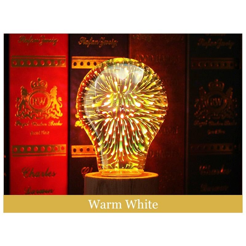 3D Decoration Light Bulb Star Fireworks Lamp Holiday Night Light Decorative Antique Filament Light Warm Cage Filament Galaxy Inspired Light Light bulb for Most Lamp Pendant and Ceiling Stevvex