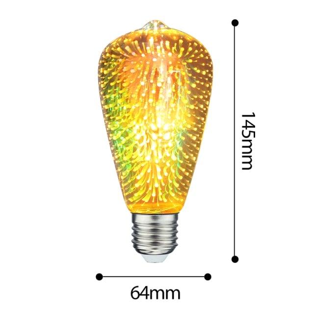 3D Decoration Light Bulb Star Fireworks Lamp Holiday Night Light Decorative Antique Filament Light Warm Cage Filament Galaxy Inspired Light Light bulb for Most Lamp Pendant and Ceiling Stevvex