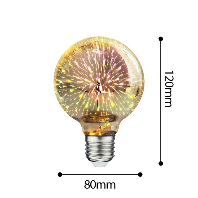 3D Decoration Light Bulb Star Fireworks Lamp Holiday Night Light Decorative Antique Filament Light Warm Cage Filament Galaxy Inspired Light Light bulb for Most Lamp Pendant and Ceiling Stevvex