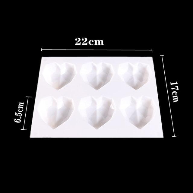 3D Diamond Love Heart Food Grade Mold Shaped Silicone With Dessert Decorating Cakes Mould For Birthday Fondant Chocolate Baking Diamond Heart Love Shape Silicone Mousse Cake Dessert Chocolate Mold Stevvex