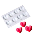 3D Diamond Love Heart Food Grade Mold Shaped Silicone With Dessert Decorating Cakes Mould For Birthday Fondant Chocolate Baking Diamond Heart Love Shape Silicone Mousse Cake Dessert Chocolate Mold Stevvex