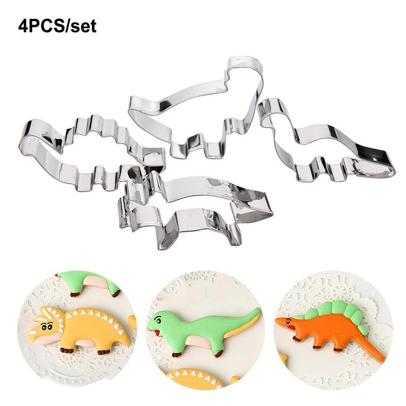 3D Dinosaur Cookie Cutters Mold Dinosaur Biscuit Cartoon Mould Sugarcraft Dessert Baking Silicone Mold For Sop Cake Decor Tool Dinosaur Fossil Cookie Making Molds Stamps For Kitchen Stevvex